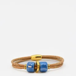 Bracelet en liège et perles - Turquoise