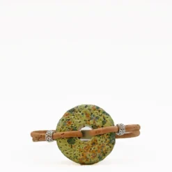 Bracelet en liège à médaillon - Vert