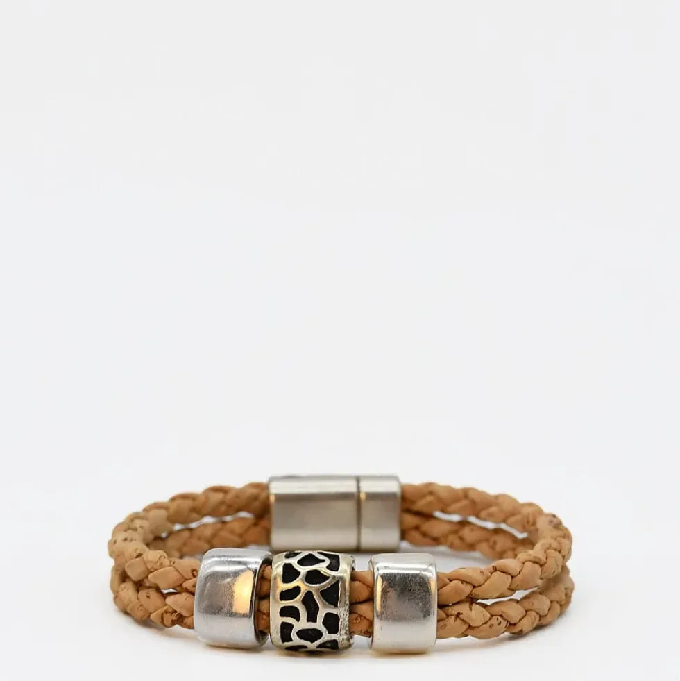 Bracelet en liège tressé unisexe - Naturel