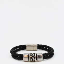 Bracelet en liège tressé unisexe - Noir