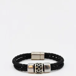 Bracelet en liège tressé unisexe - Noir