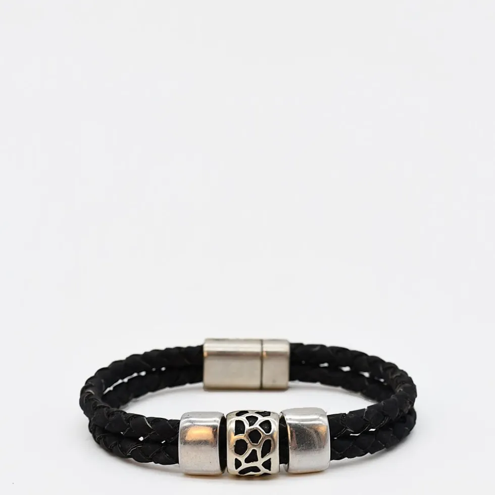 Bracelet en liège tressé unisexe - Noir