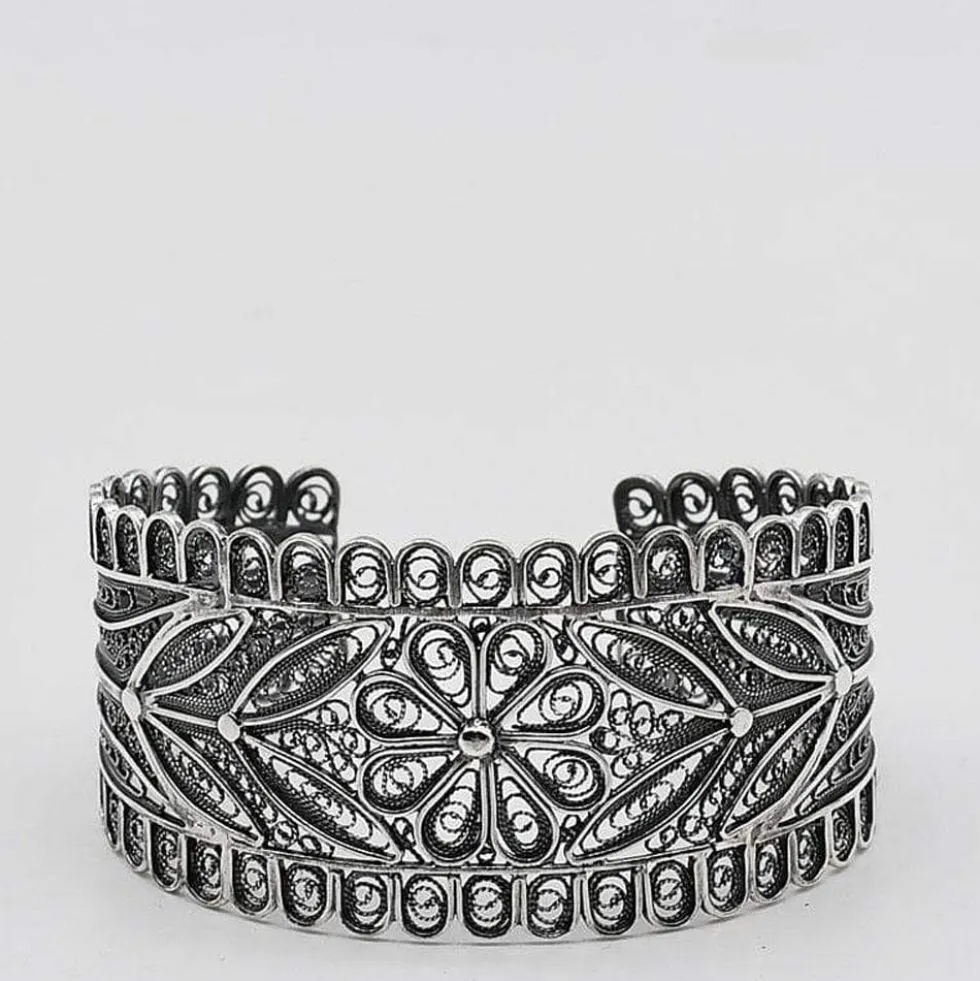 Bracelet manchette en argent oxydé