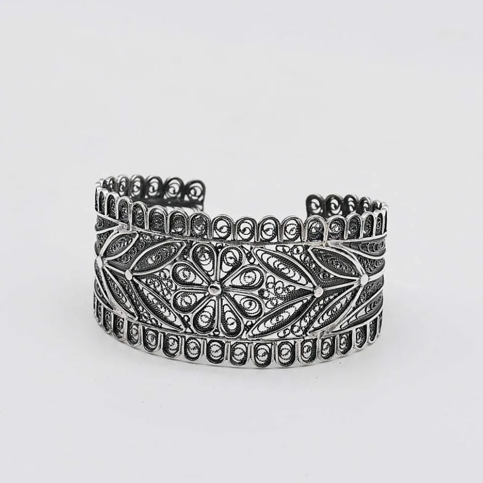 Bracelet manchette en argent oxydé