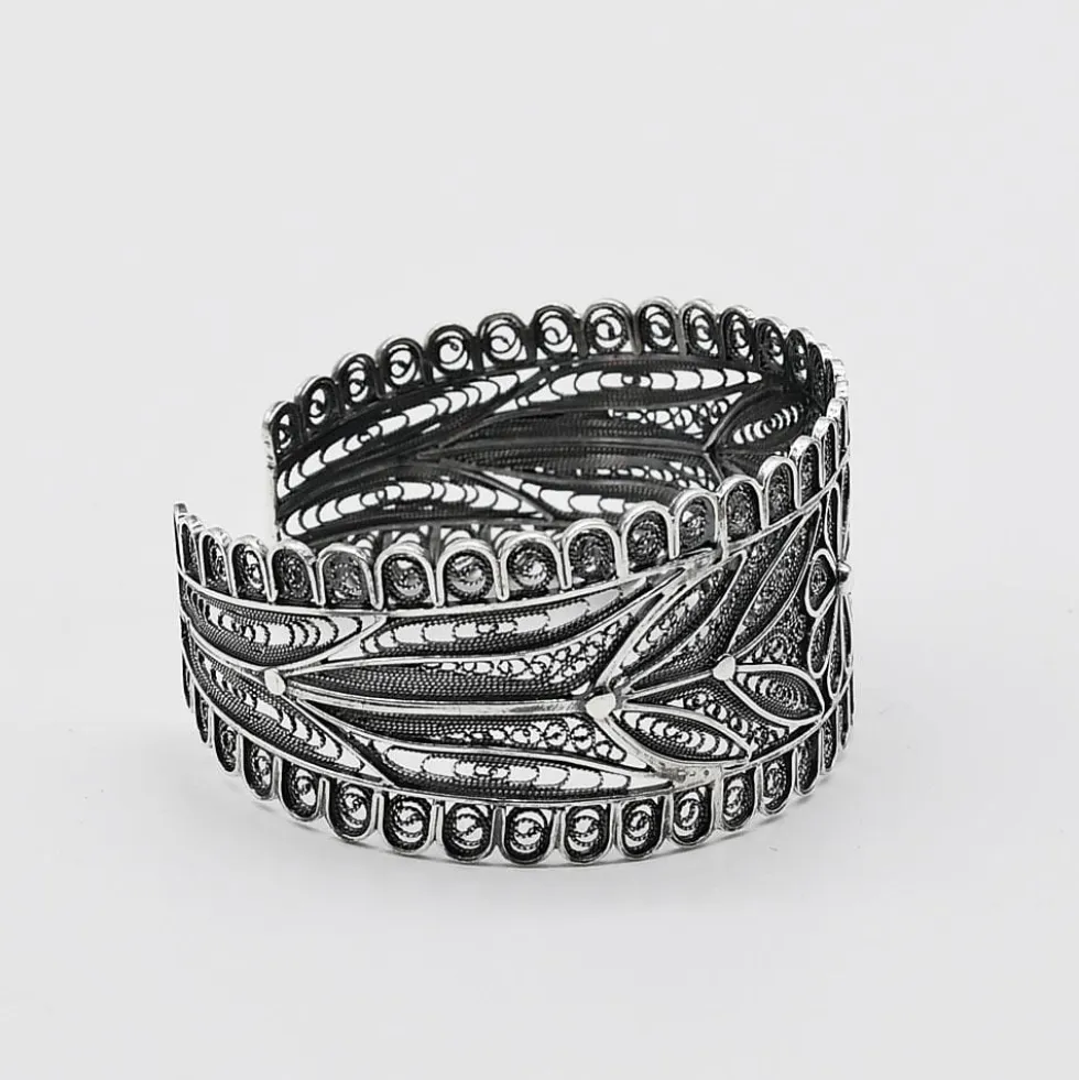 Bracelet manchette en argent oxydé
