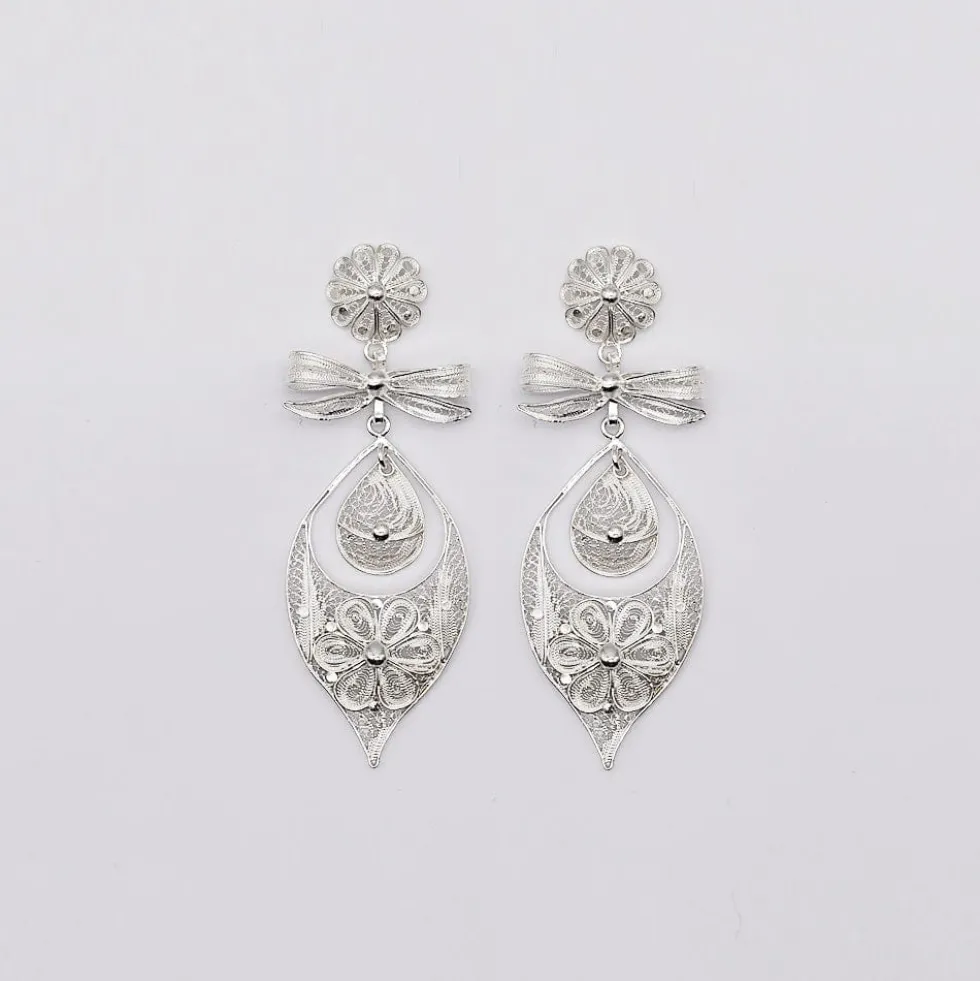 Brincos À Princesa I Boucles d'oreille en argent - 9cm