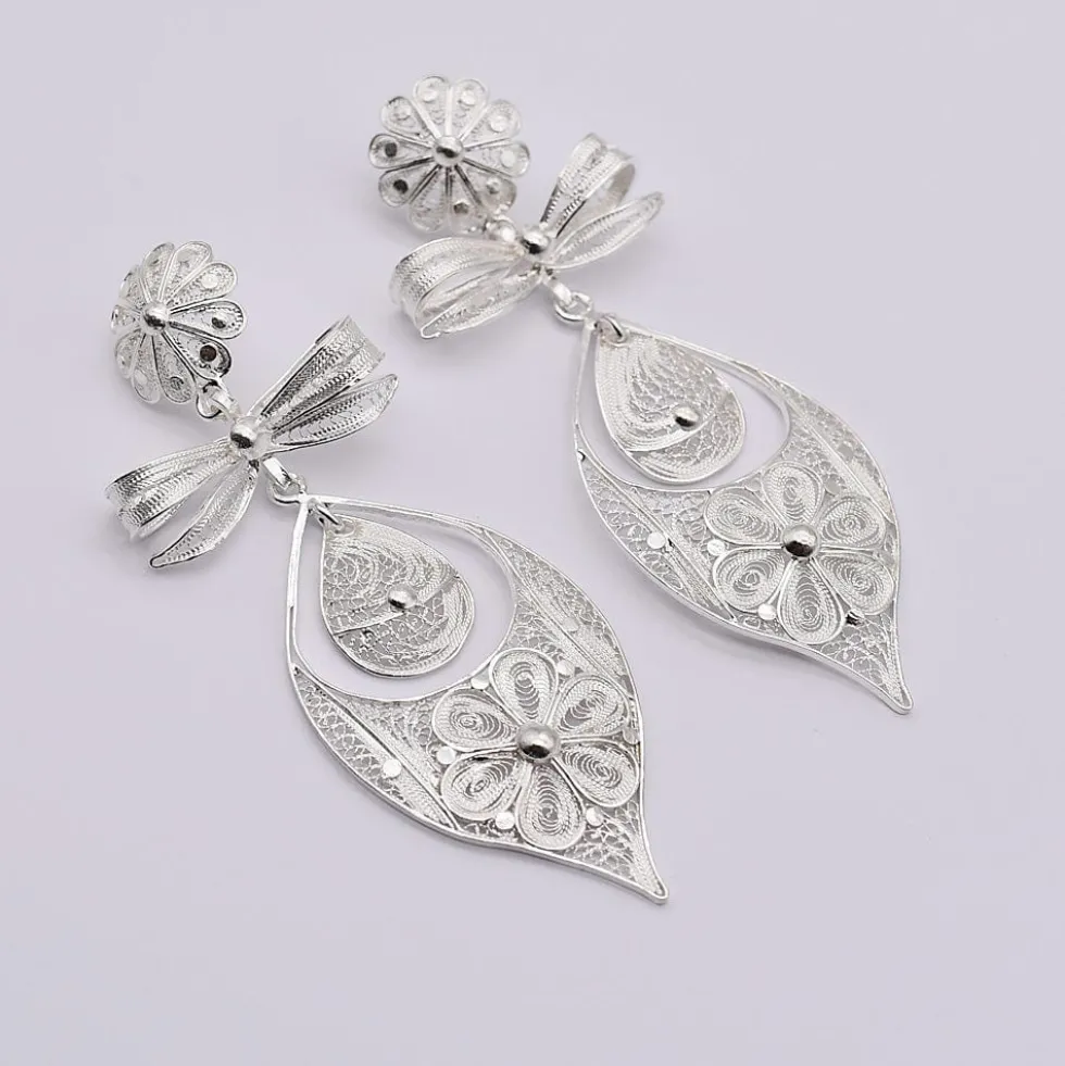 Brincos À Princesa I Boucles d'oreille en argent - 9cm