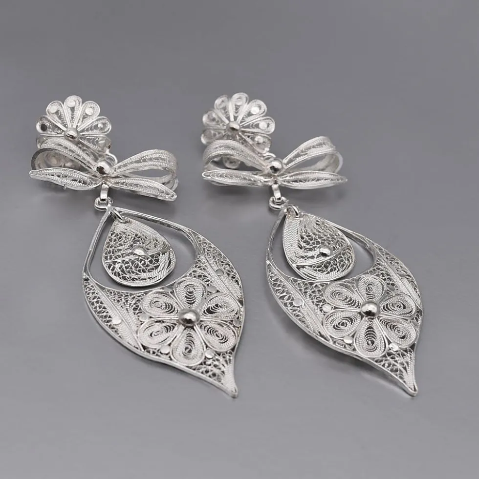 Brincos À Princesa I Boucles d'oreille en argent - 9cm