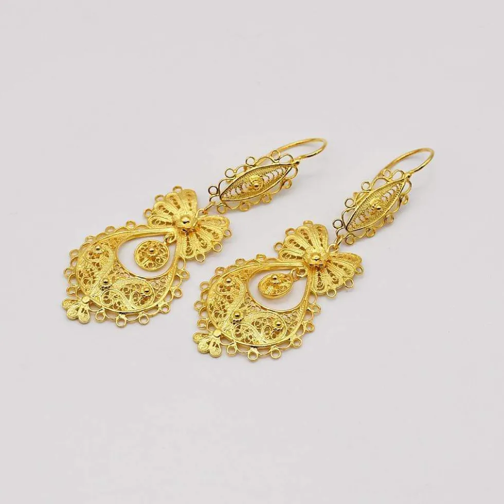 Brincos À Princesa I Boucles d'oreille en argent doré - 5.5cm