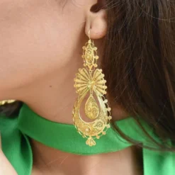 Brincos À Princesa I Boucles d'oreille en argent doré - 5.5cm