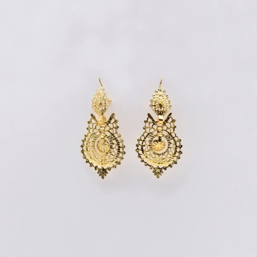Brincos À Rainha I Boucles d'oreille en argent doré - 4.5cm
