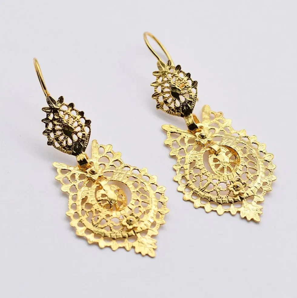 Brincos À Rainha I Boucles d'oreille en argent doré - 4.5cm