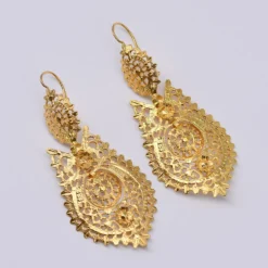 Brincos À Rainha I Boucles d'oreille en argent doré - 6.5cm