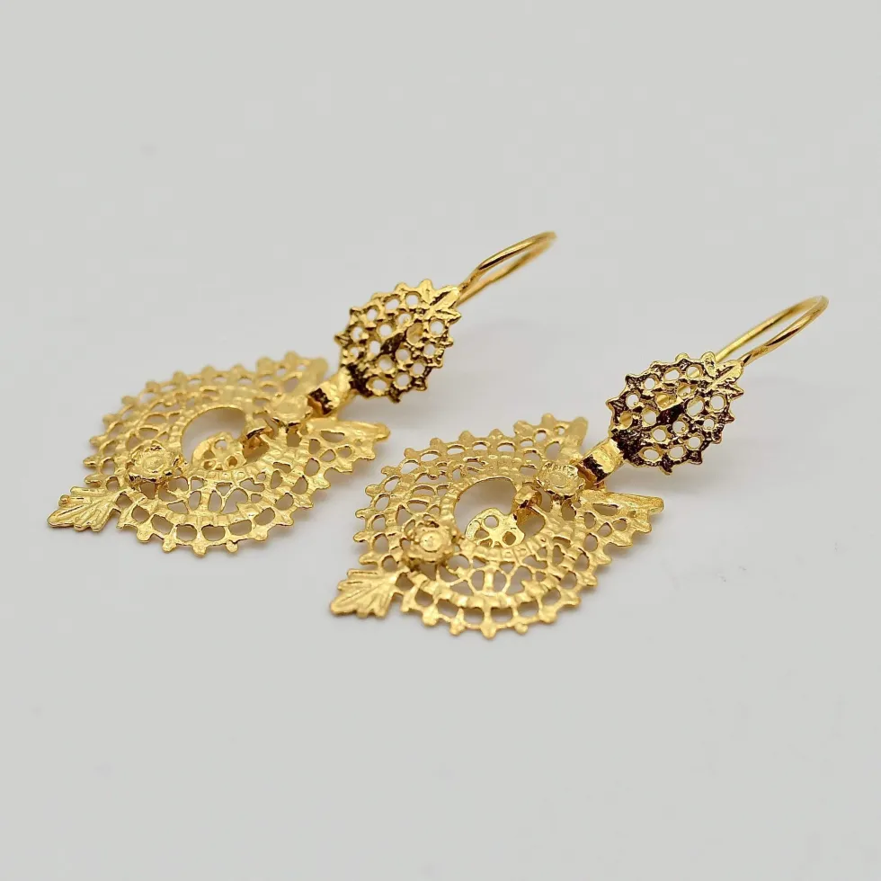 Brincos À Rainha I Boucles d'oreille en argent doré - 3.5cm