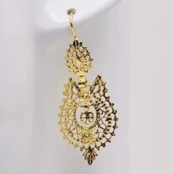 Brincos À Rainha I Boucles d'oreille en argent doré - 3.5cm