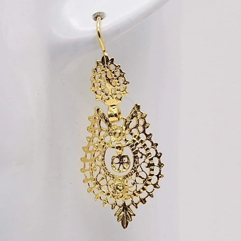 Brincos À Rainha I Boucles d'oreille en argent doré - 3.5cm