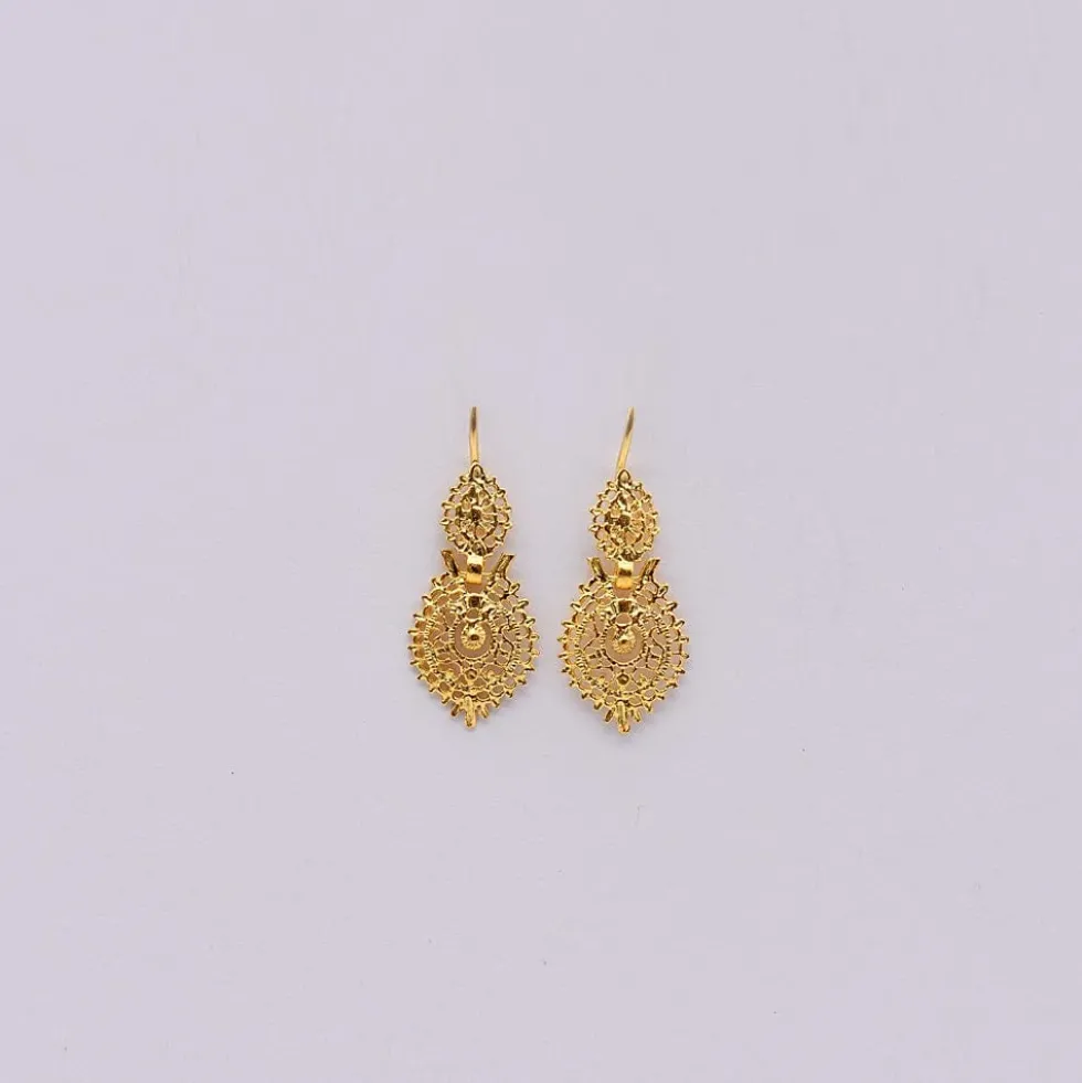 Brincos À Rainha I Boucles d'oreille en argent doré - 2.5cm