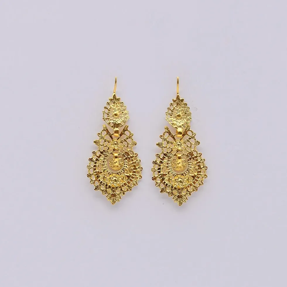 Brincos À Rainha I Boucles d'oreille en argent doré - 2.5cm