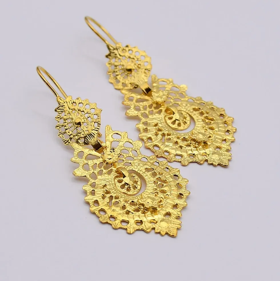 Brincos À Rainha I Boucles d'oreille en argent doré - 2.5cm