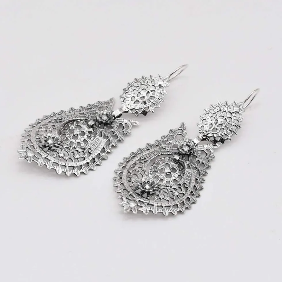Brincos À Rainha I Boucles d'oreille en argent - 6.5cm