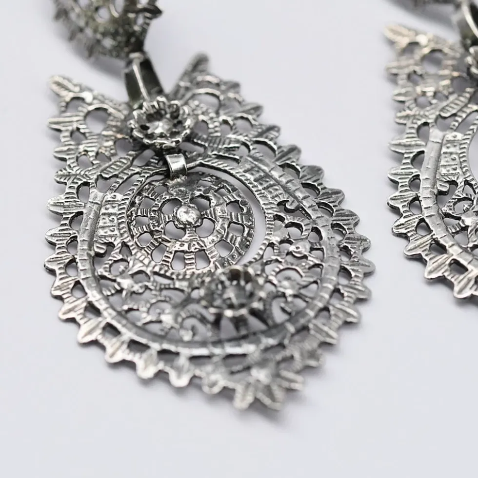 Brincos À Rainha I Boucles d'oreille en argent - 6.5cm
