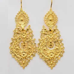 Brincos À Rainha I Boucles d'oreille en argent doré - 5.5cm