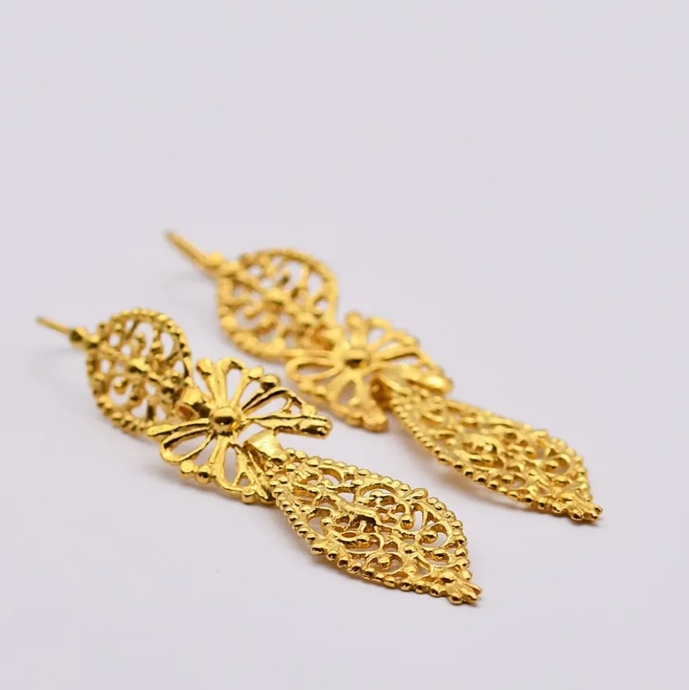 Brincos À Rei I Boucles d'oreille en argent doré - 6cm