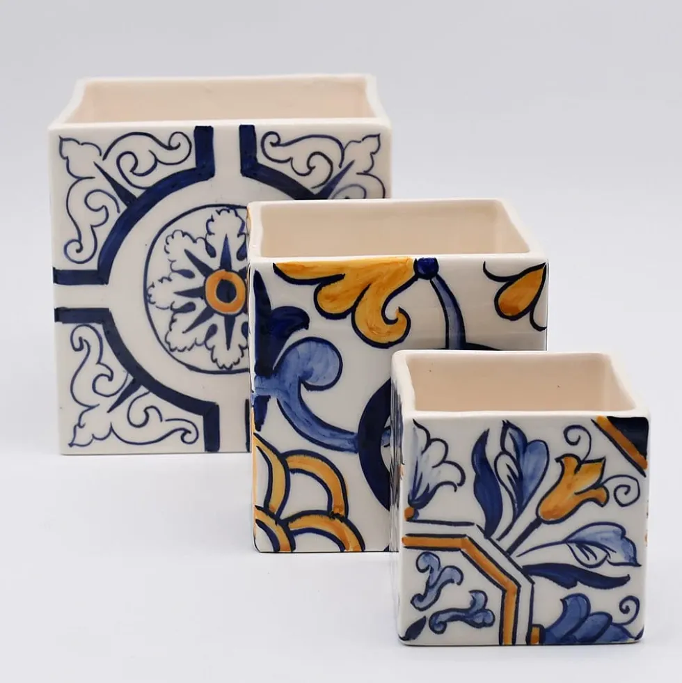 Cache pot en céramique "Azulejos" - 8cm (4 motifs)