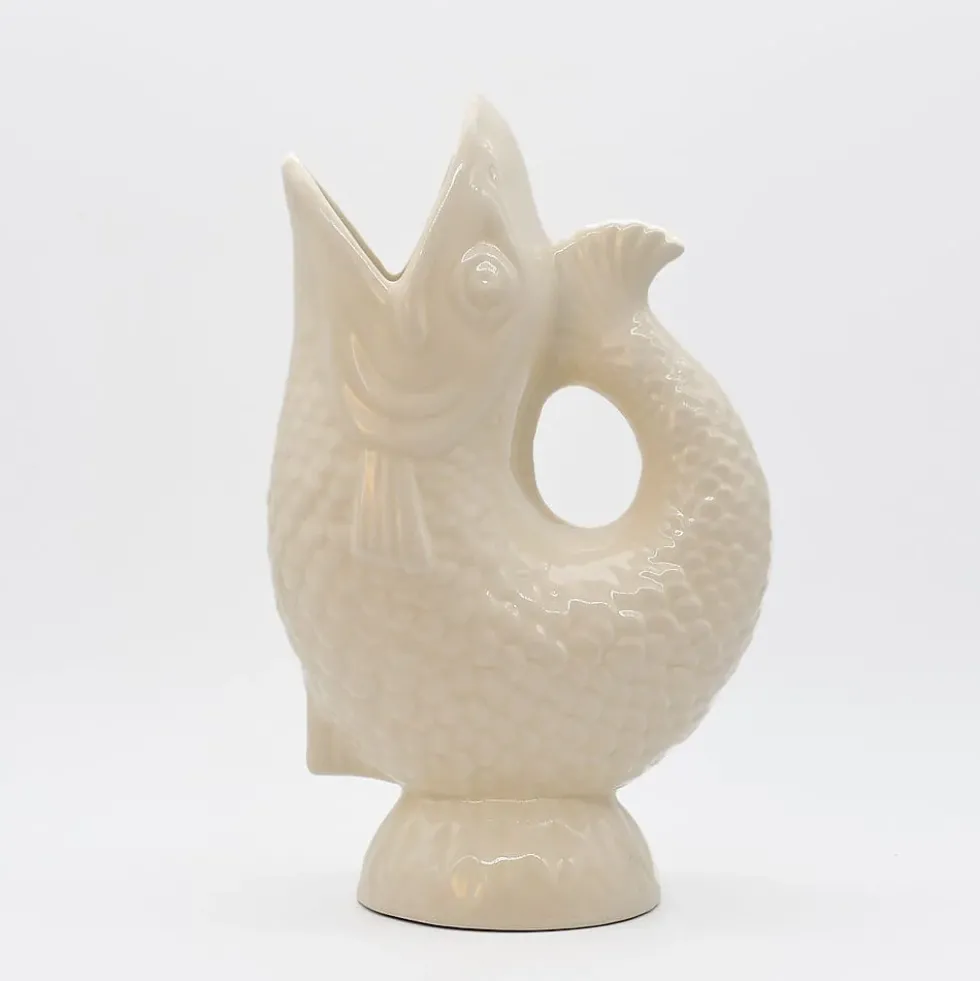 Carafe en céramique en forme de Poisson - Blanc cassé