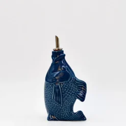 Carafe à huile en céramique en forme de Poisson - Bleue