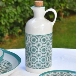 Carafe à huile en céramique "Padrão" - Verte