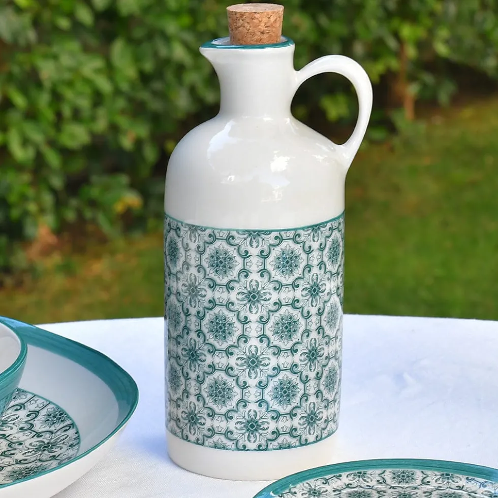 Carafe à huile en céramique "Padrão" - Verte