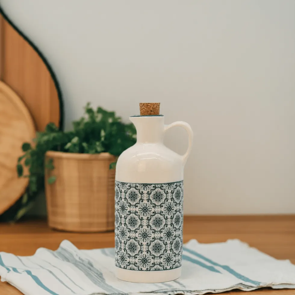 Carafe à huile en céramique "Padrão" - Verte