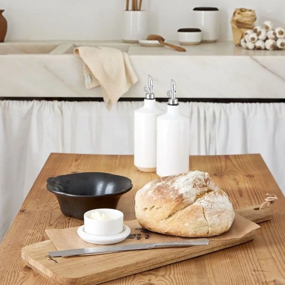 Carafe à huile en grès à bec verseur auto-fermant “Fattoria”