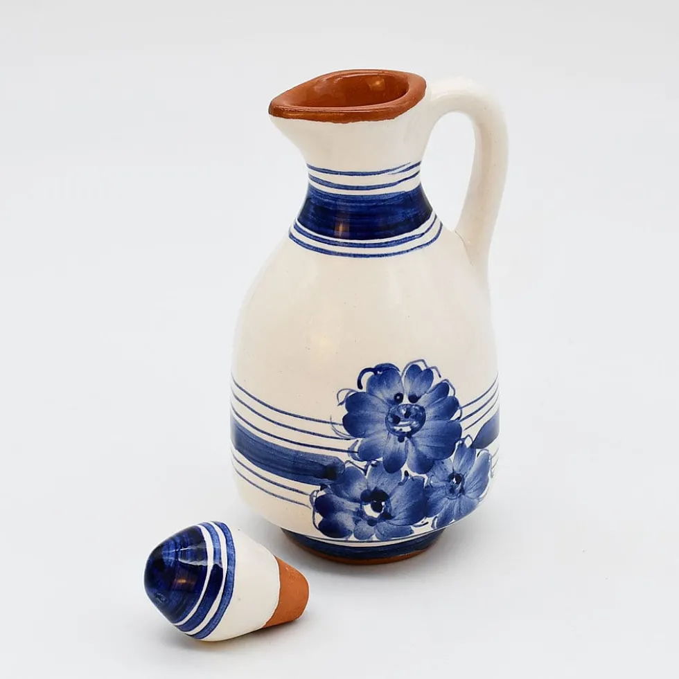 Carafe à huile en terre cuite - Bleue