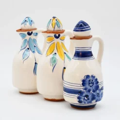 Carafe à huile en terre cuite - Bleue