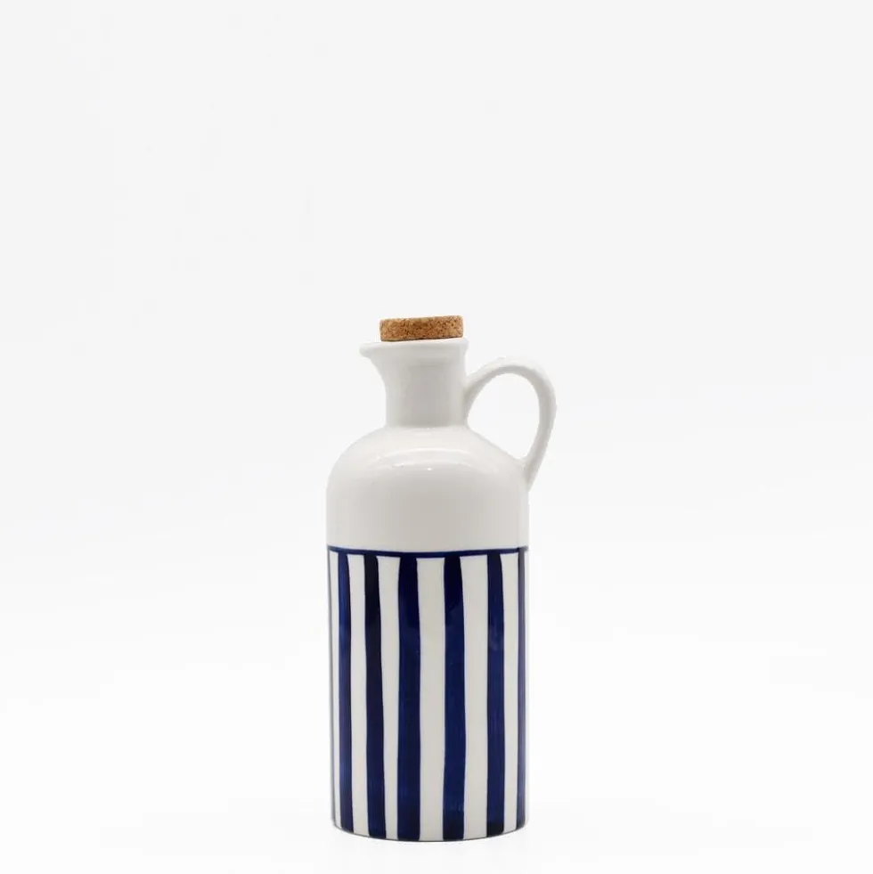 Carafe à huile rayée "Costa Nova Mar" 18cm - Bleu