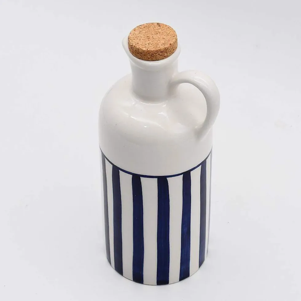 Carafe à huile rayée "Costa Nova Mar" 18cm - Bleu
