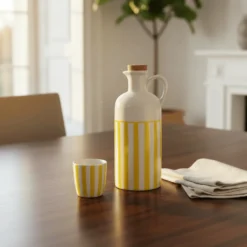Carafe à huile rayée "Costa Nova Mar" 18cm - Jaune