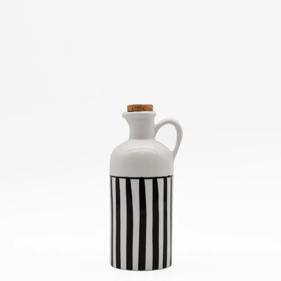 Carafe à huile rayée "Costa Nova Mar" 18cm - Noir