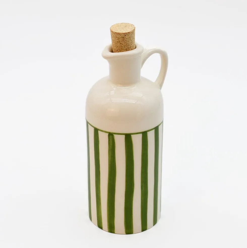 Carafe à huile rayée "Costa Nova Mar" 18cm - Vert