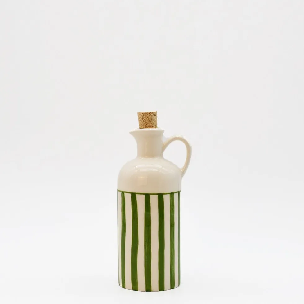 Carafe à huile rayée "Costa Nova Mar" 18cm - Vert