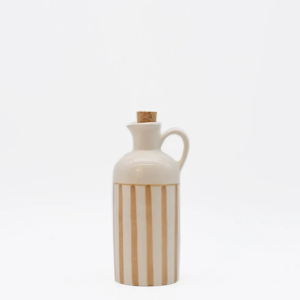Carafe à huile rayée "Costa Nova Mar" 18cm - Moka
