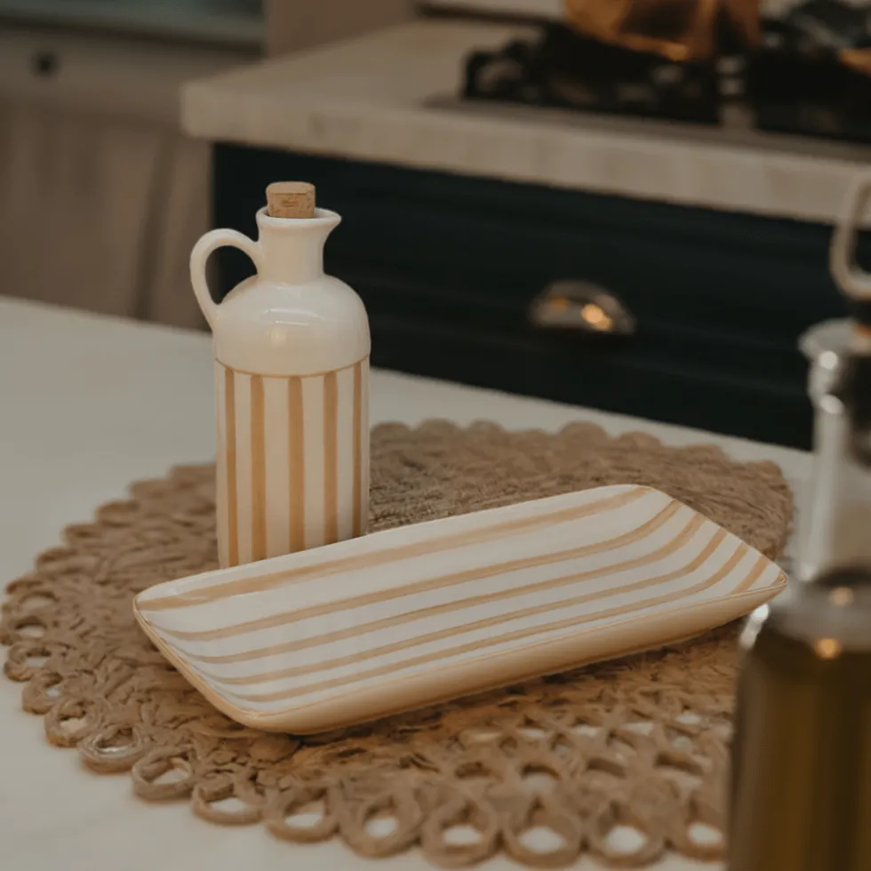 Carafe à huile rayée "Costa Nova Mar" 18cm - Moka