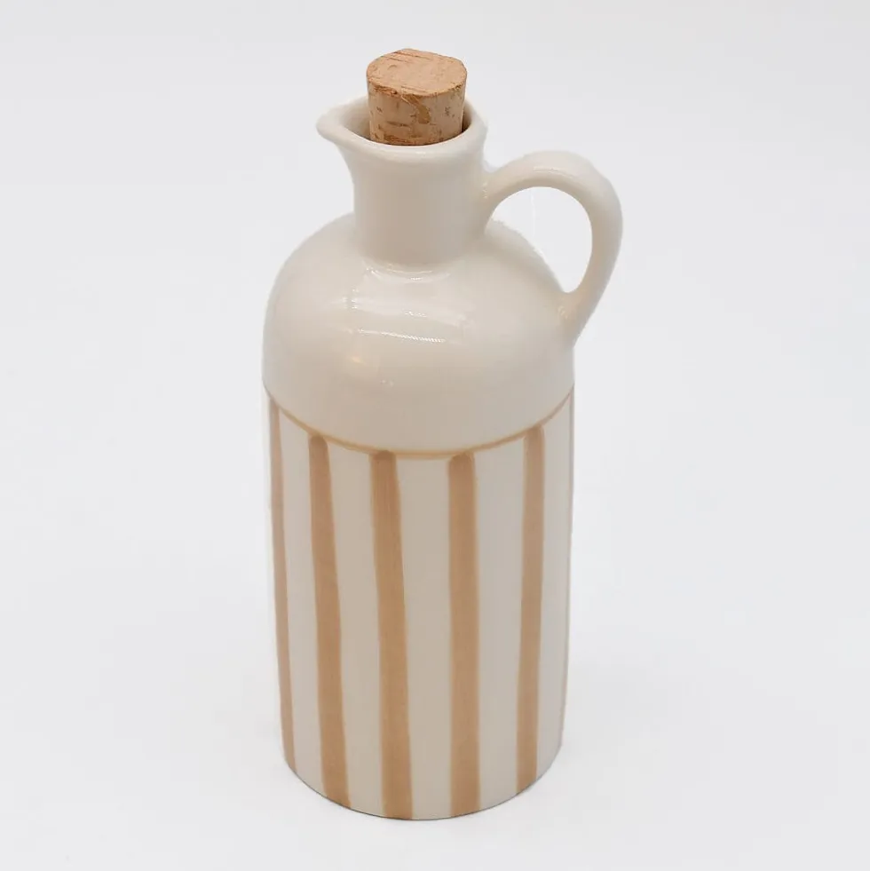 Carafe à huile rayée "Costa Nova Mar" 18cm - Moka