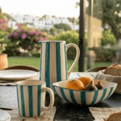 Carafe rayée "Costa Nova Mar" - Turquoise