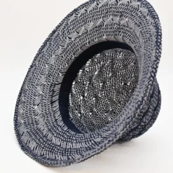 Chapeau de plage en fibres végétales - Bleu & Blanc