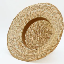 Chapeau de plage en fibres végétales - Beige & Blanc