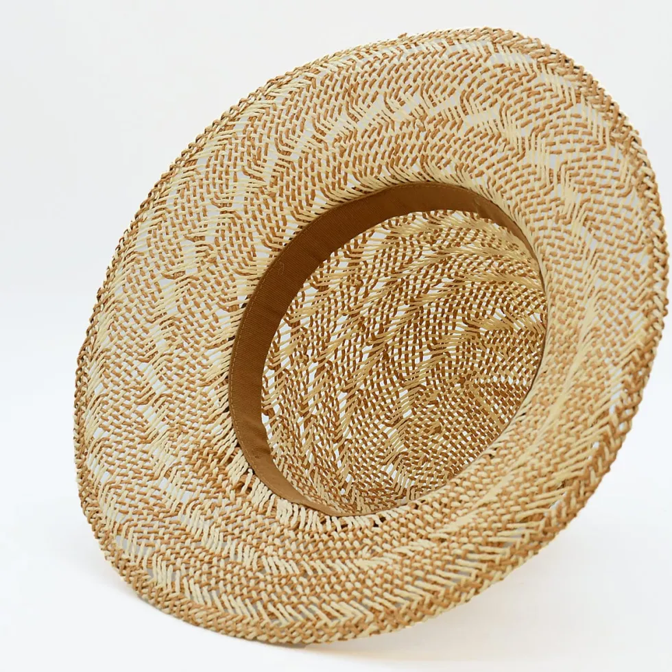 Chapeau de plage en fibres végétales - Beige & Blanc