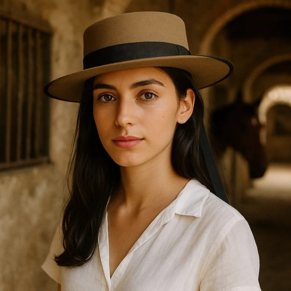 Chapeau traditionnel de Toreiro portugais - Camel